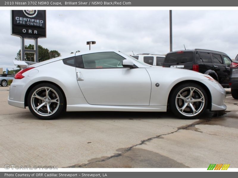 Brilliant Silver / NISMO Black/Red Cloth 2010 Nissan 370Z NISMO Coupe