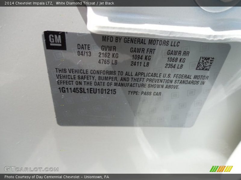 White Diamond Tricoat / Jet Black 2014 Chevrolet Impala LTZ