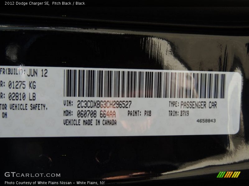 Pitch Black / Black 2012 Dodge Charger SE