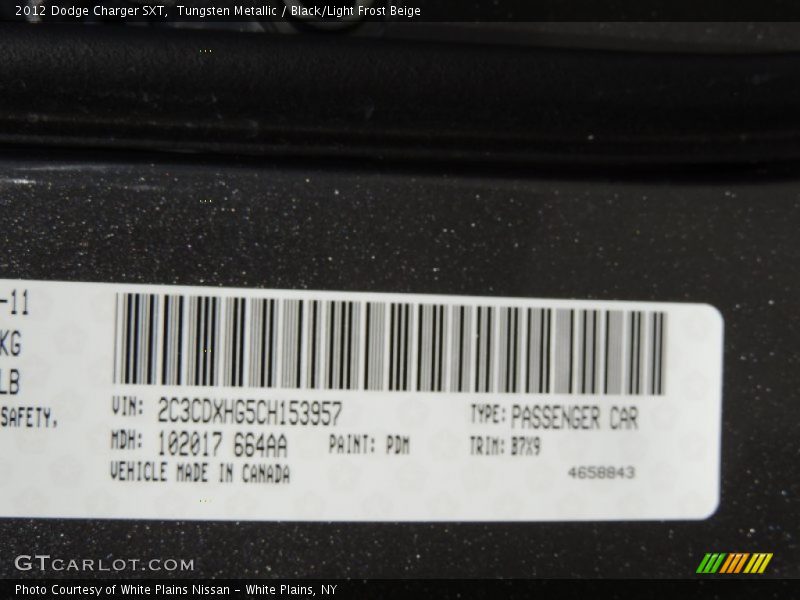 Tungsten Metallic / Black/Light Frost Beige 2012 Dodge Charger SXT