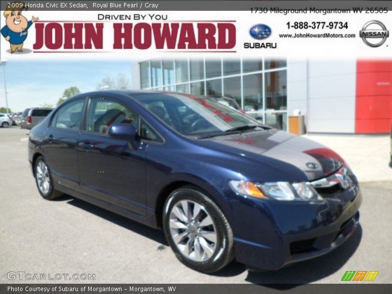 Royal Blue Pearl / Gray 2009 Honda Civic EX Sedan