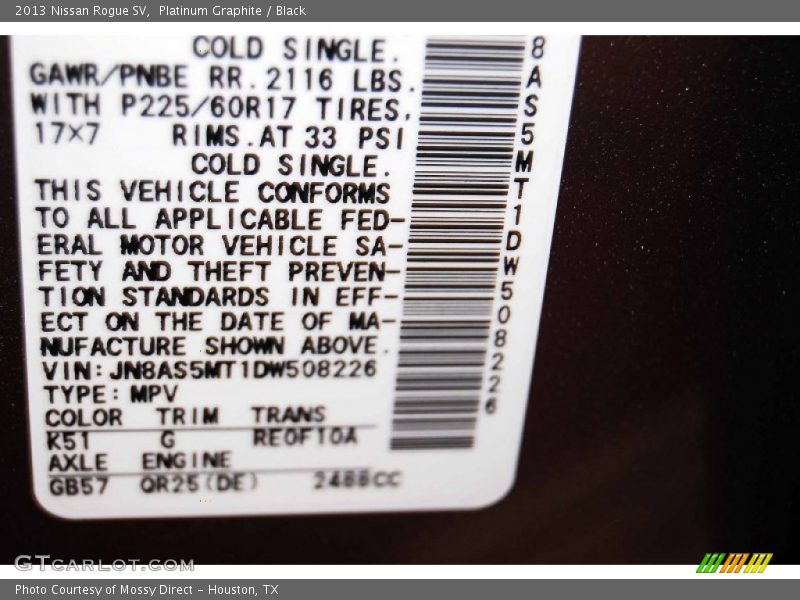 Platinum Graphite / Black 2013 Nissan Rogue SV