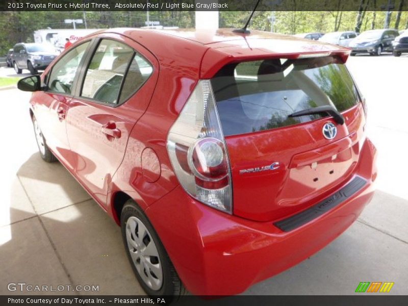 Absolutely Red / Light Blue Gray/Black 2013 Toyota Prius c Hybrid Three
