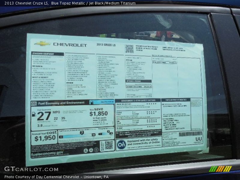 Blue Topaz Metallic / Jet Black/Medium Titanium 2013 Chevrolet Cruze LS