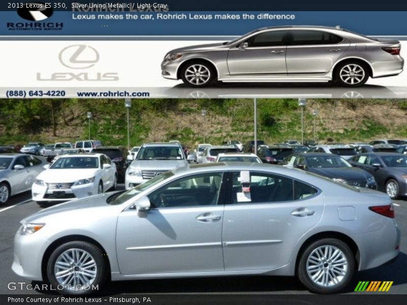 Silver Lining Metallic / Light Gray 2013 Lexus ES 350