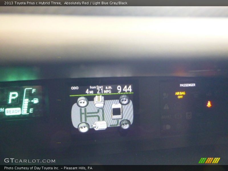 Absolutely Red / Light Blue Gray/Black 2013 Toyota Prius c Hybrid Three