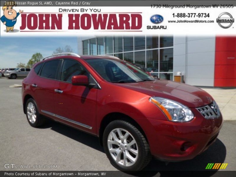 Cayenne Red / Gray 2011 Nissan Rogue SL AWD