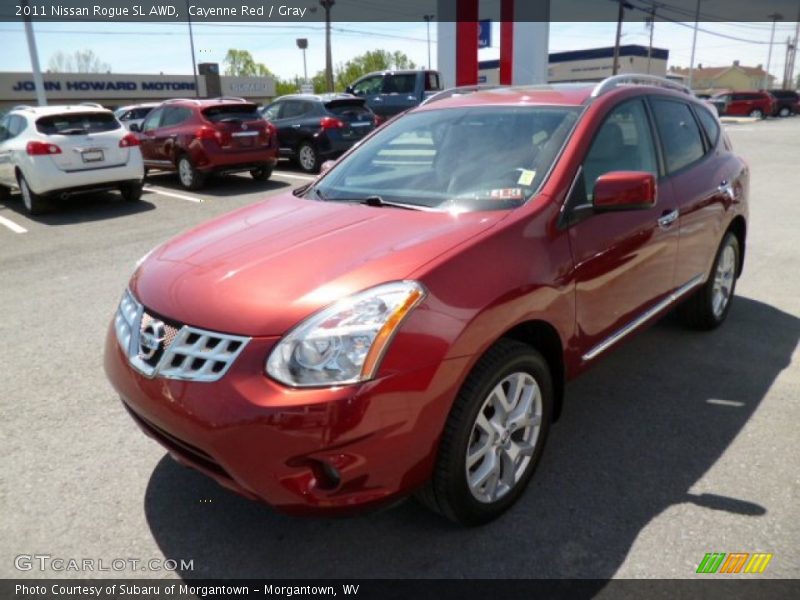 Cayenne Red / Gray 2011 Nissan Rogue SL AWD