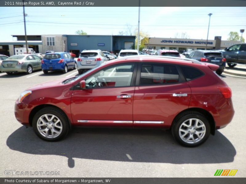 Cayenne Red / Gray 2011 Nissan Rogue SL AWD