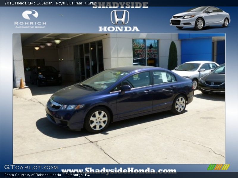 Royal Blue Pearl / Gray 2011 Honda Civic LX Sedan