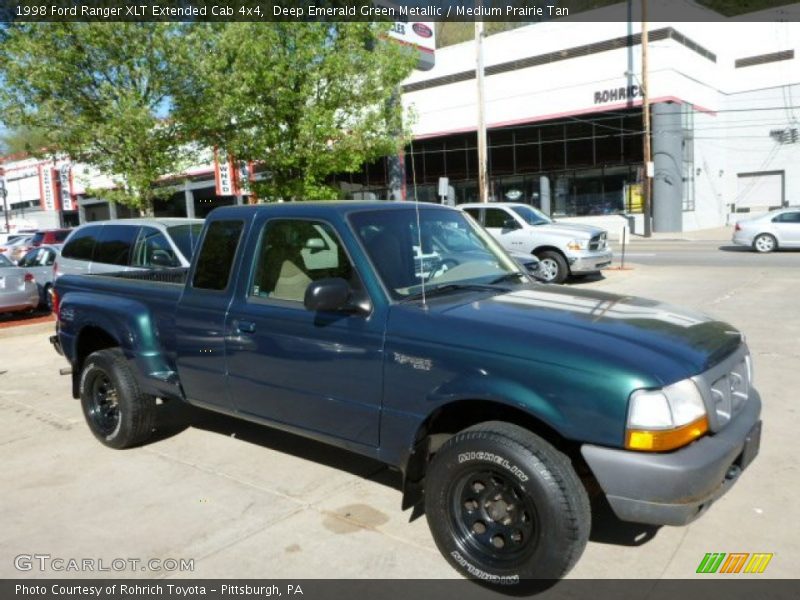 Deep Emerald Green Metallic / Medium Prairie Tan 1998 Ford Ranger XLT Extended Cab 4x4
