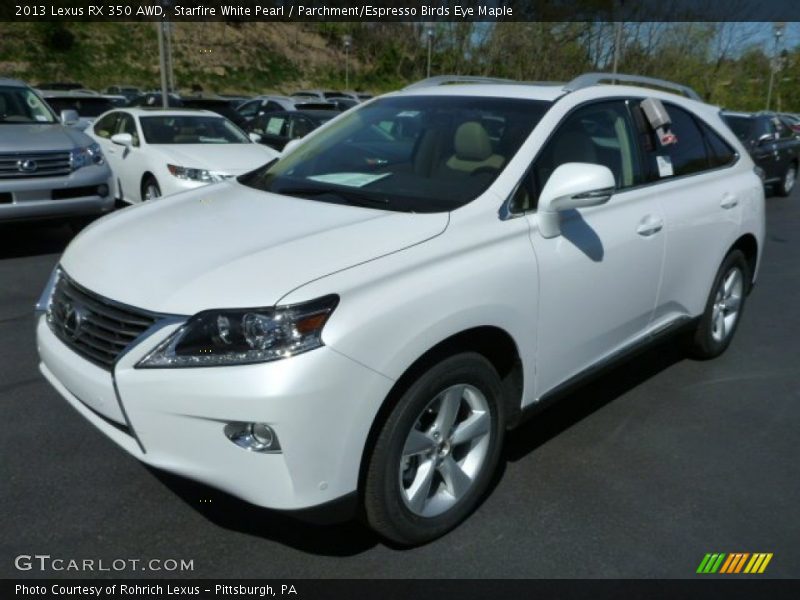 Starfire White Pearl / Parchment/Espresso Birds Eye Maple 2013 Lexus RX 350 AWD