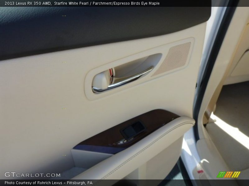 Starfire White Pearl / Parchment/Espresso Birds Eye Maple 2013 Lexus RX 350 AWD