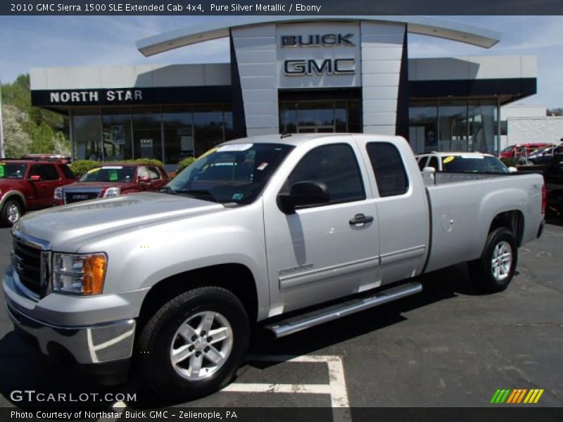 Pure Silver Metallic / Ebony 2010 GMC Sierra 1500 SLE Extended Cab 4x4