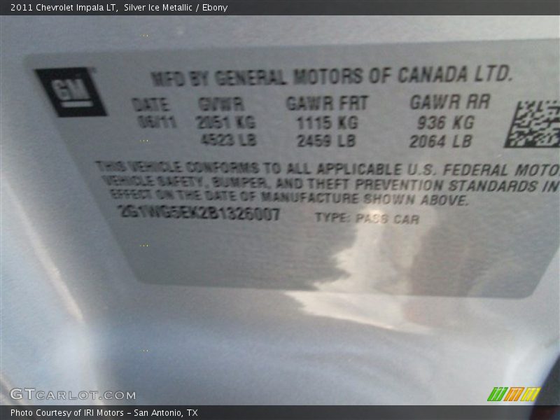 Silver Ice Metallic / Ebony 2011 Chevrolet Impala LT