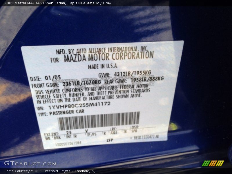 Lapis Blue Metallic / Gray 2005 Mazda MAZDA6 i Sport Sedan