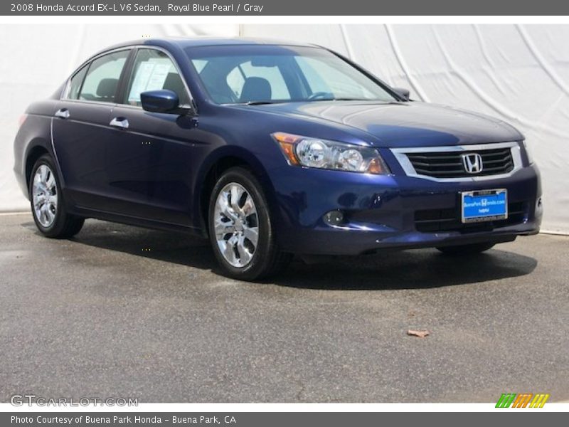 Royal Blue Pearl / Gray 2008 Honda Accord EX-L V6 Sedan