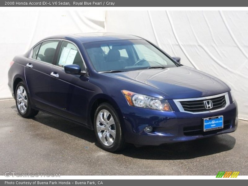 Royal Blue Pearl / Gray 2008 Honda Accord EX-L V6 Sedan