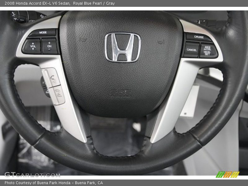 Royal Blue Pearl / Gray 2008 Honda Accord EX-L V6 Sedan