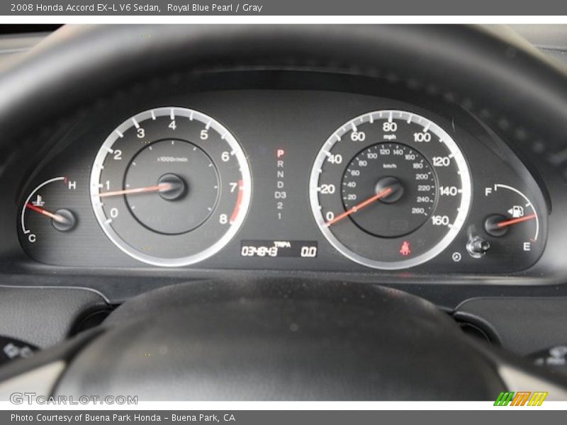 Royal Blue Pearl / Gray 2008 Honda Accord EX-L V6 Sedan