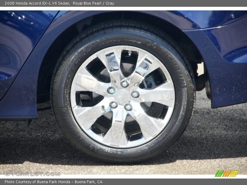 Royal Blue Pearl / Gray 2008 Honda Accord EX-L V6 Sedan