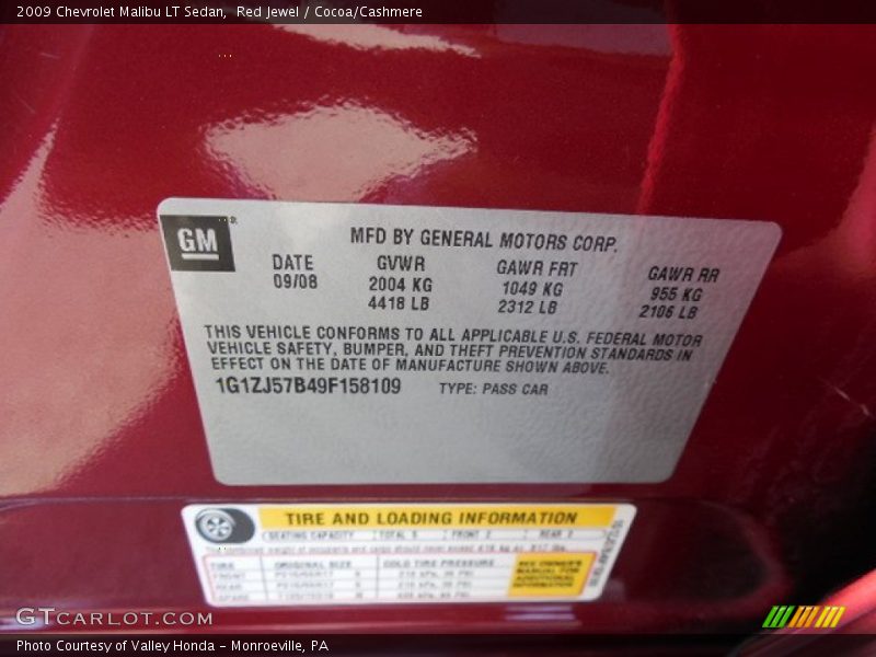 Red Jewel / Cocoa/Cashmere 2009 Chevrolet Malibu LT Sedan