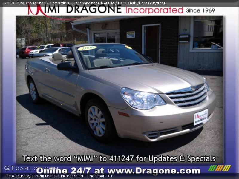 Light Sandstone Metallic / Dark Khaki/Light Graystone 2008 Chrysler Sebring LX Convertible