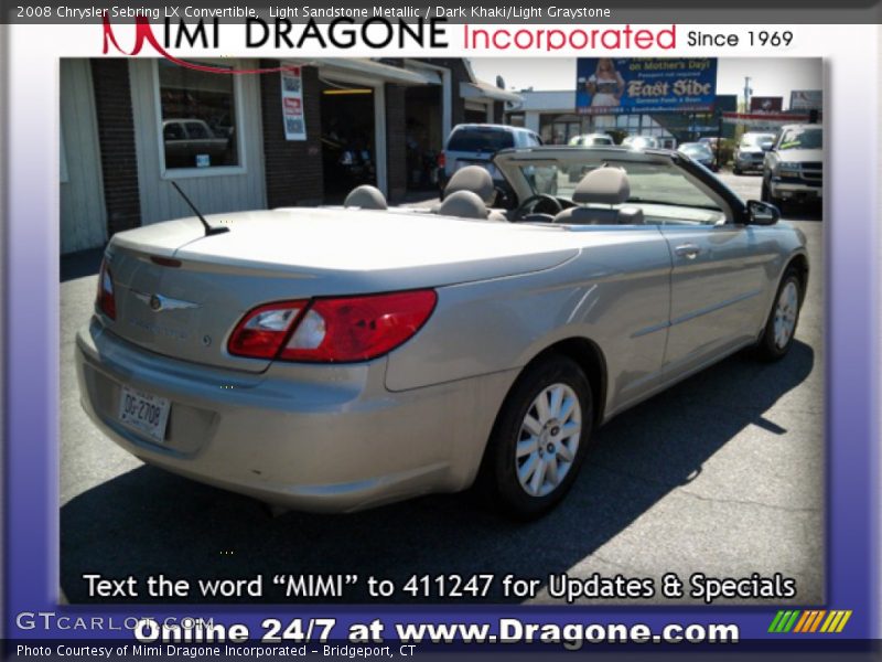 Light Sandstone Metallic / Dark Khaki/Light Graystone 2008 Chrysler Sebring LX Convertible