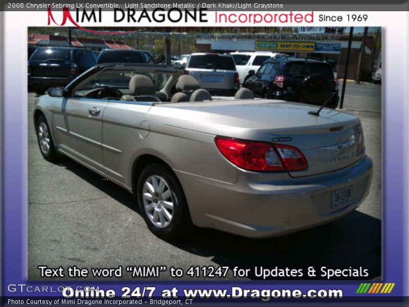 Light Sandstone Metallic / Dark Khaki/Light Graystone 2008 Chrysler Sebring LX Convertible