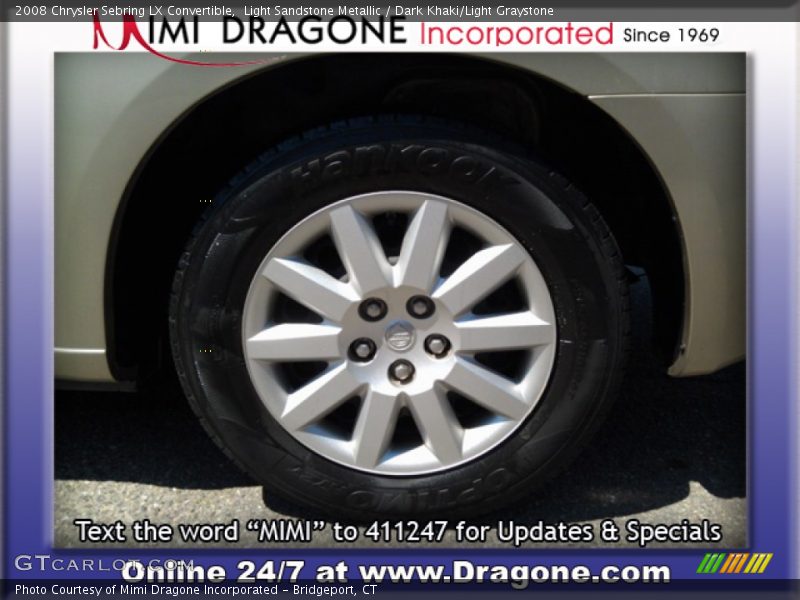 Light Sandstone Metallic / Dark Khaki/Light Graystone 2008 Chrysler Sebring LX Convertible