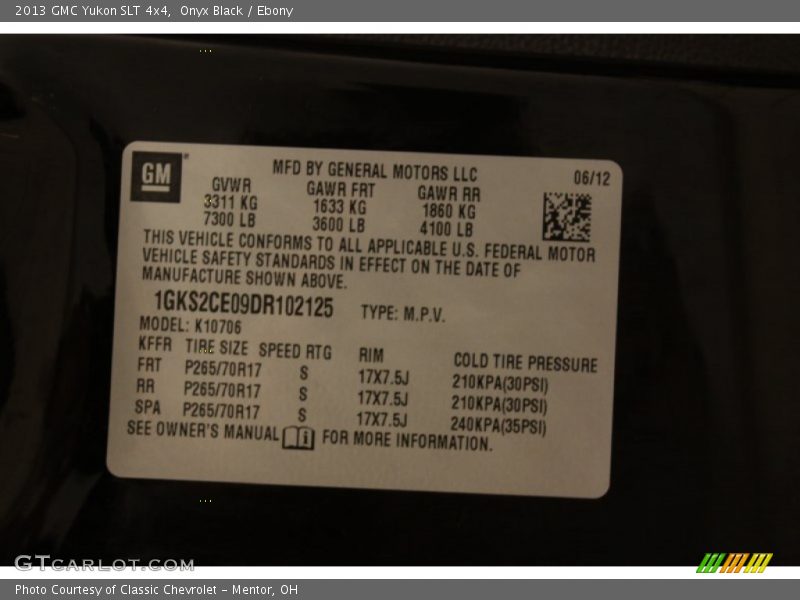 Onyx Black / Ebony 2013 GMC Yukon SLT 4x4