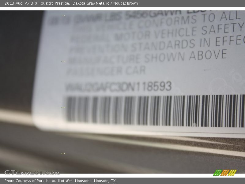 Dakota Gray Metallic / Nougat Brown 2013 Audi A7 3.0T quattro Prestige