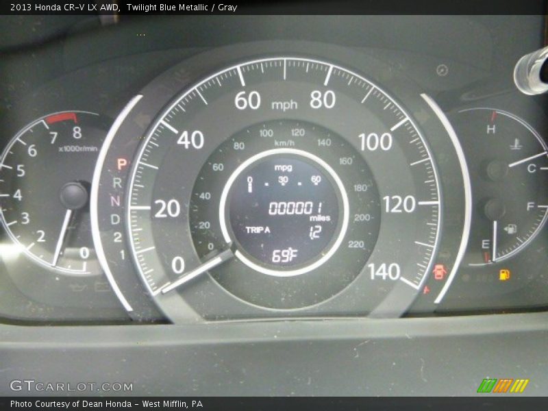 Twilight Blue Metallic / Gray 2013 Honda CR-V LX AWD