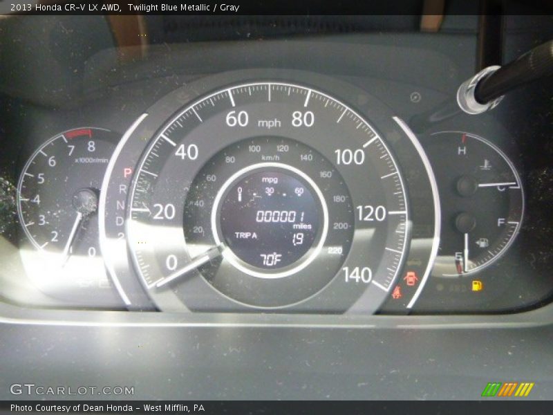 Twilight Blue Metallic / Gray 2013 Honda CR-V LX AWD
