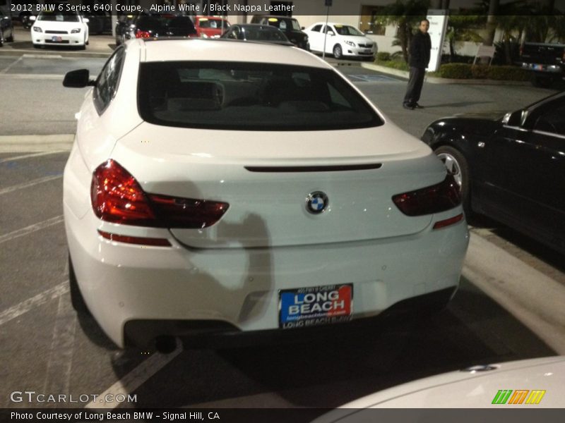 Alpine White / Black Nappa Leather 2012 BMW 6 Series 640i Coupe