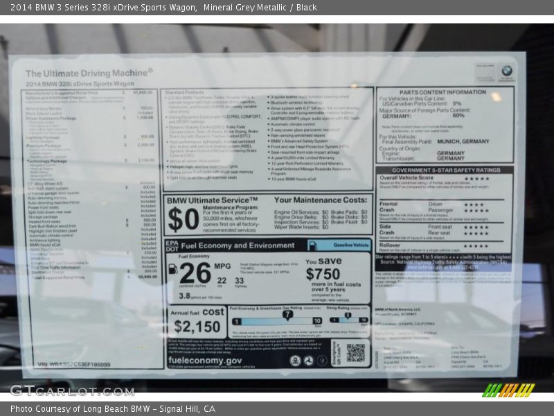  2014 3 Series 328i xDrive Sports Wagon Window Sticker