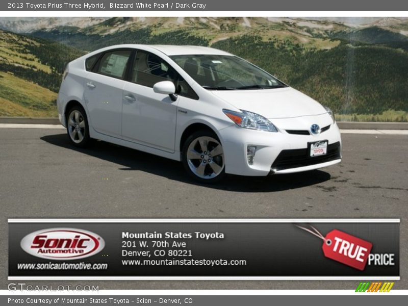 Blizzard White Pearl / Dark Gray 2013 Toyota Prius Three Hybrid