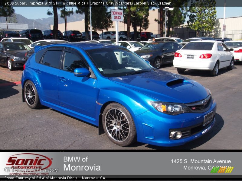 WR Blue Mica / Graphite Gray Alcantara/Carbon Black Leather 2009 Subaru Impreza WRX STi