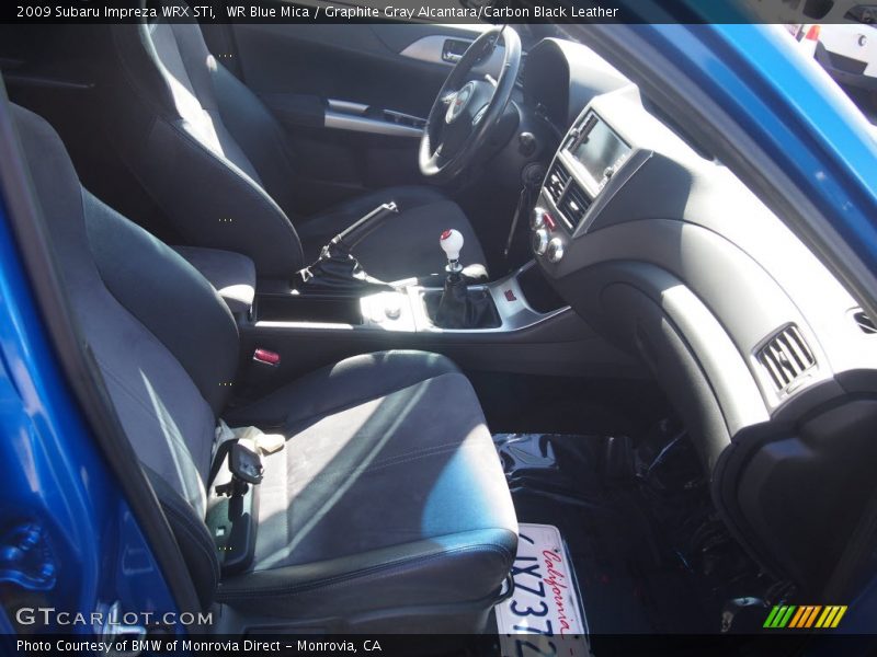 WR Blue Mica / Graphite Gray Alcantara/Carbon Black Leather 2009 Subaru Impreza WRX STi