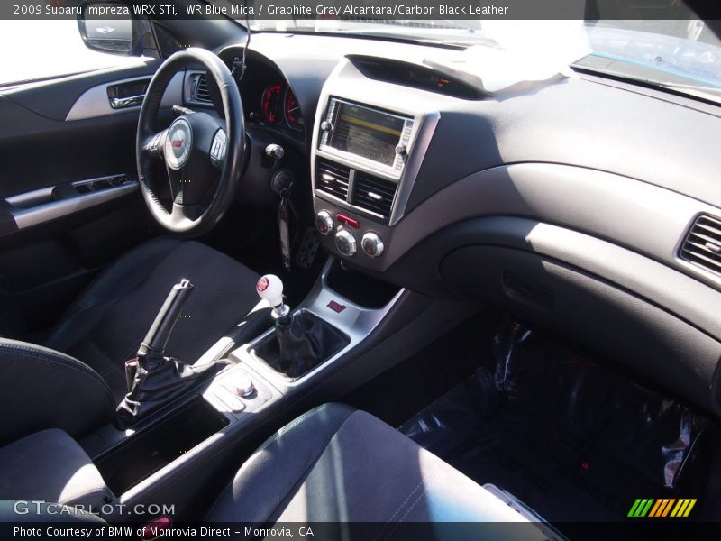 WR Blue Mica / Graphite Gray Alcantara/Carbon Black Leather 2009 Subaru Impreza WRX STi