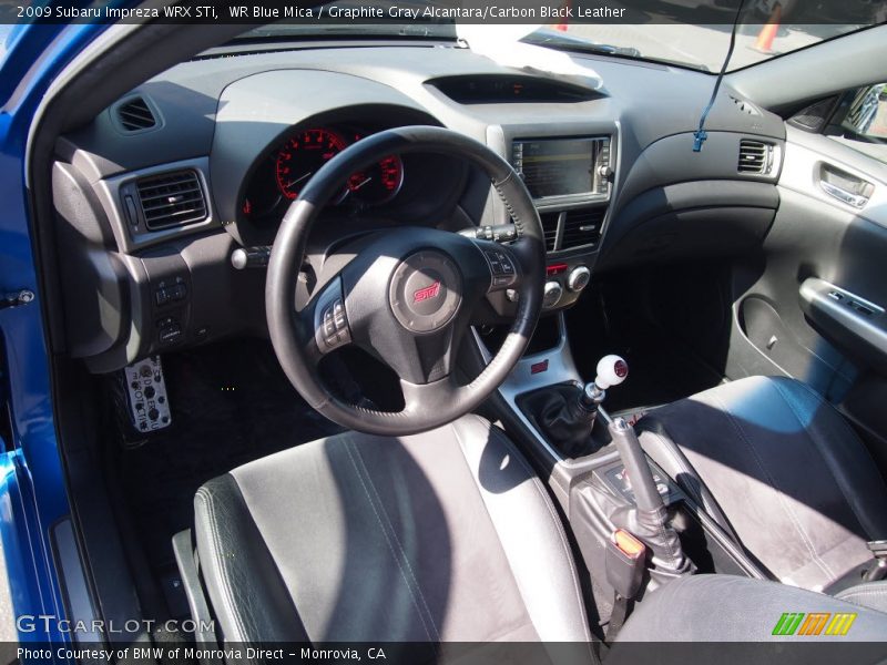 WR Blue Mica / Graphite Gray Alcantara/Carbon Black Leather 2009 Subaru Impreza WRX STi