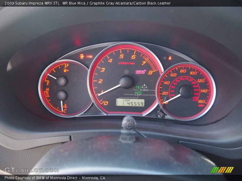 WR Blue Mica / Graphite Gray Alcantara/Carbon Black Leather 2009 Subaru Impreza WRX STi