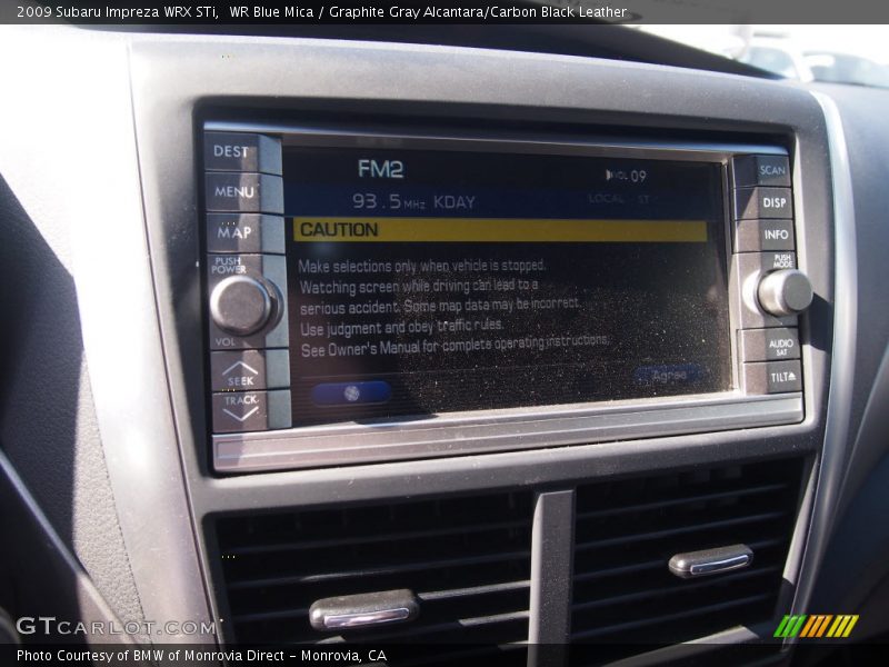 WR Blue Mica / Graphite Gray Alcantara/Carbon Black Leather 2009 Subaru Impreza WRX STi