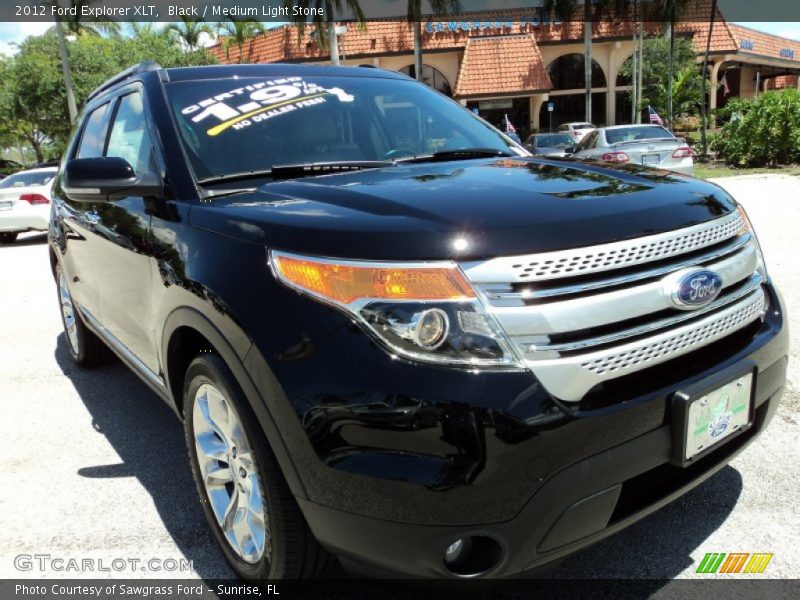 Black / Medium Light Stone 2012 Ford Explorer XLT