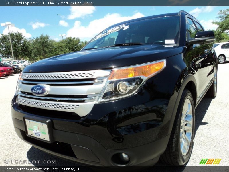 Black / Medium Light Stone 2012 Ford Explorer XLT