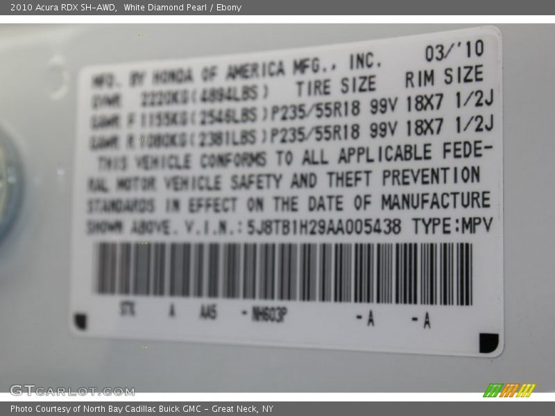 White Diamond Pearl / Ebony 2010 Acura RDX SH-AWD