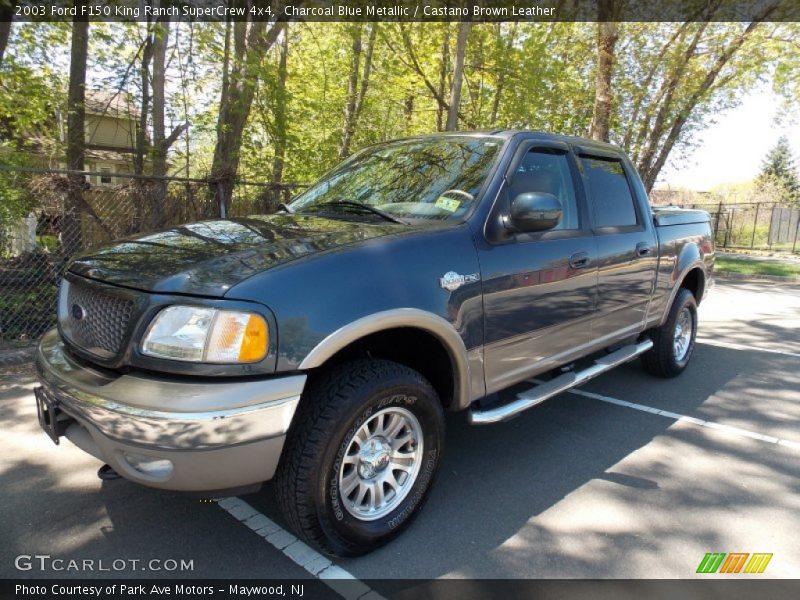 Charcoal Blue Metallic / Castano Brown Leather 2003 Ford F150 King Ranch SuperCrew 4x4