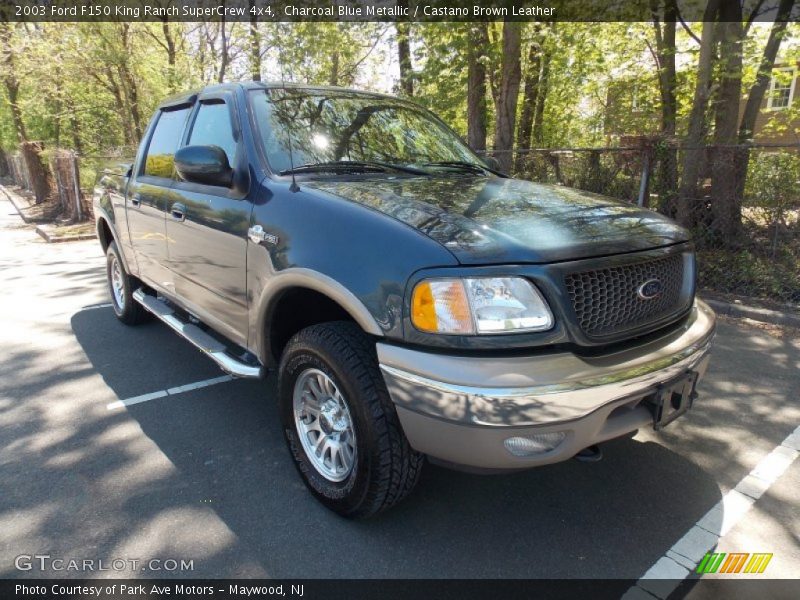 Charcoal Blue Metallic / Castano Brown Leather 2003 Ford F150 King Ranch SuperCrew 4x4