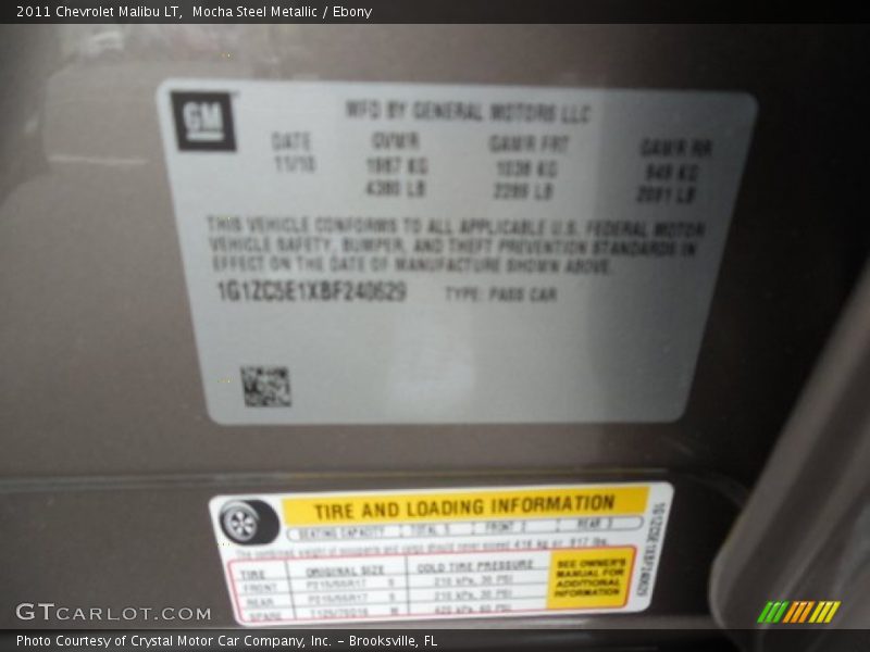 Mocha Steel Metallic / Ebony 2011 Chevrolet Malibu LT