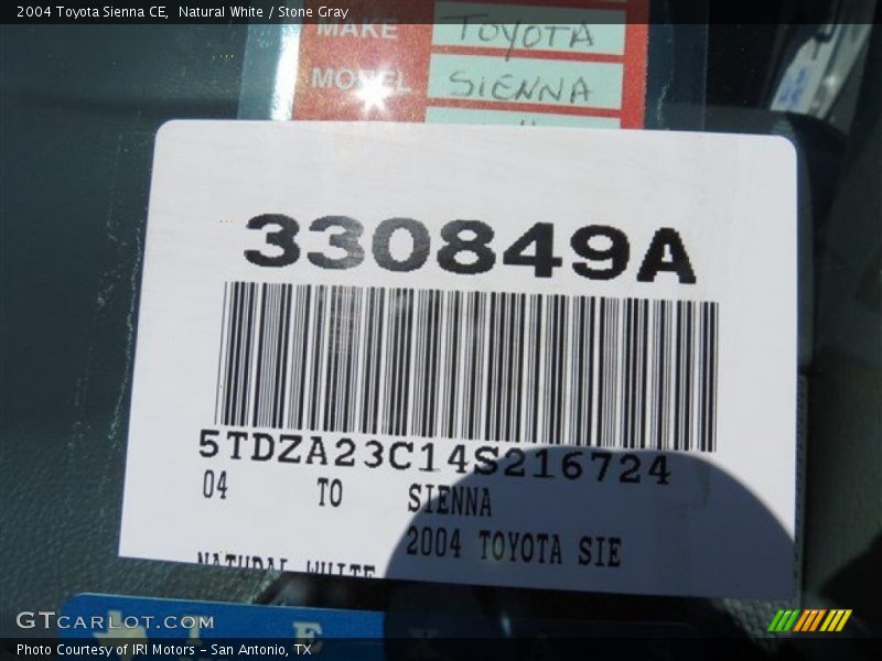Natural White / Stone Gray 2004 Toyota Sienna CE